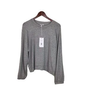NWT Calme by Johnny Was Hiachi Crew Neck Sweatshirt in Grey Size XL.